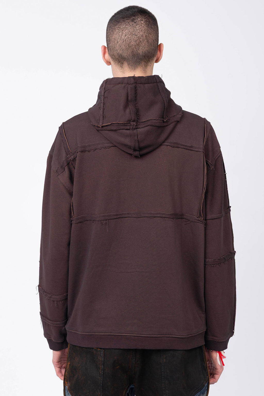 Luda - Grid Panel Hoodie Brown