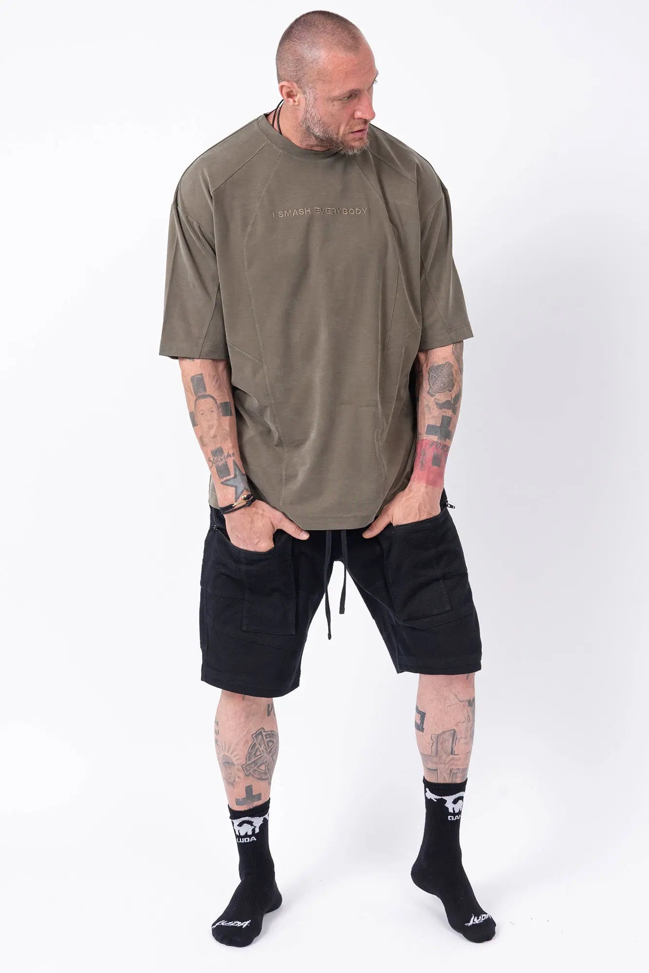 Luda - Embroidery Stretch T-Shirt Olive Green