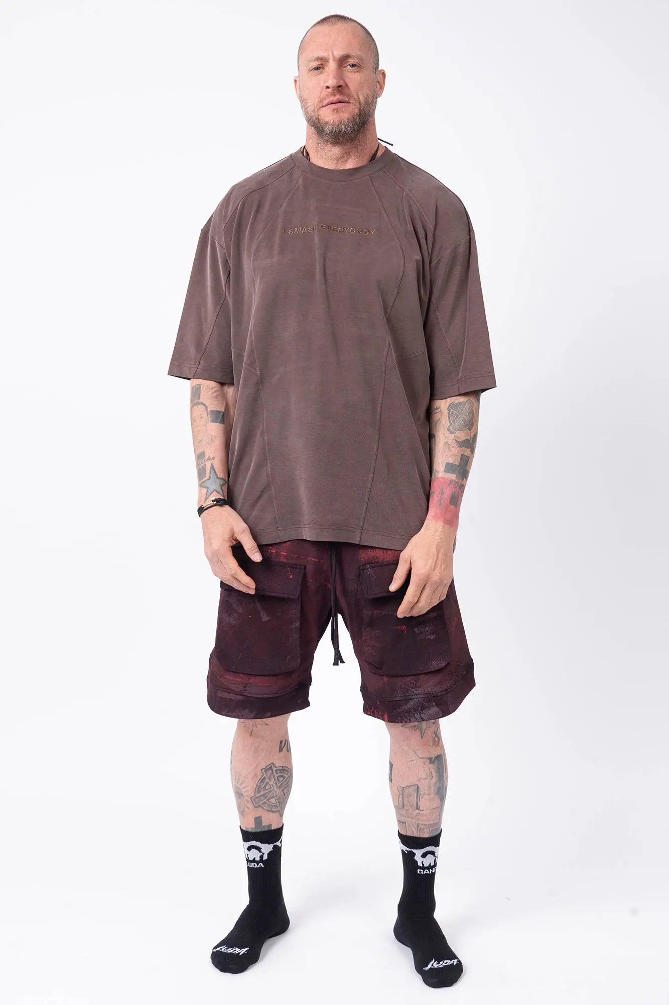 Luda - Embroidery Stretch T-Shirt Beige