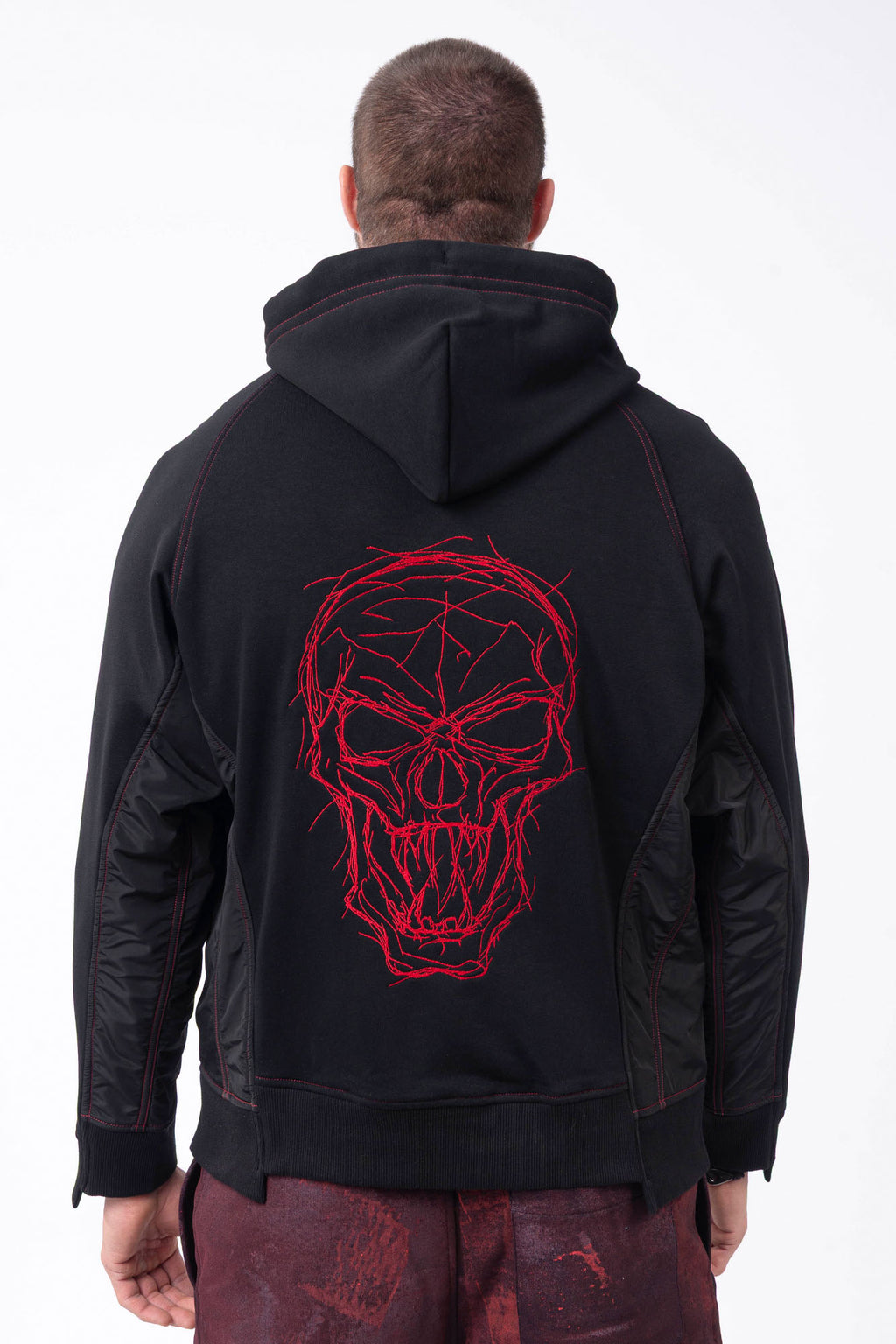 Luda - Red Skull Embroidery Hoodie