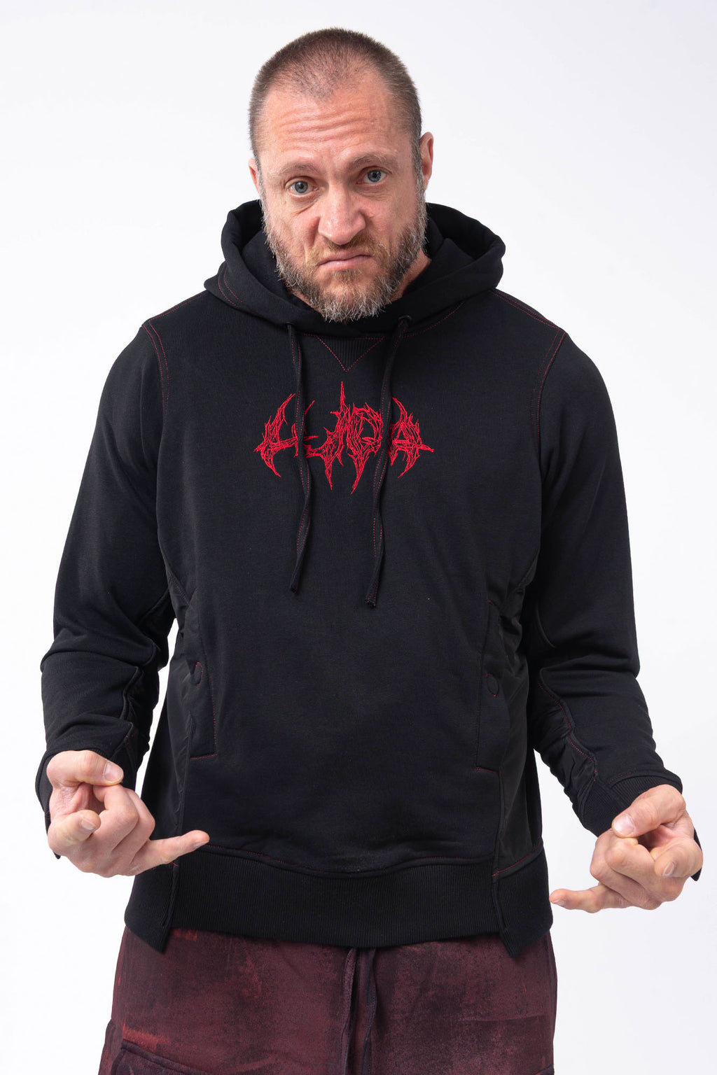 Luda - Red Skull Embroidery Hoodie