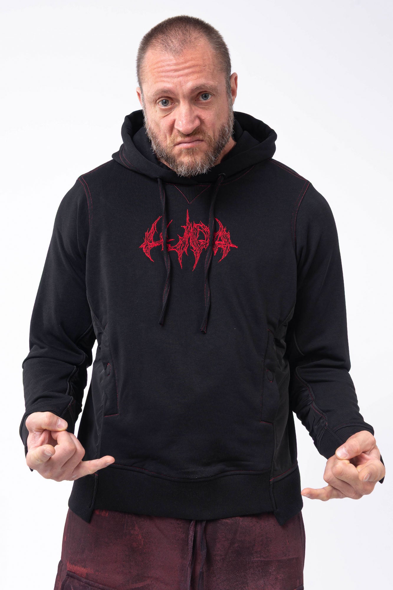 Luda - Red Skull Embroidery Hoodie