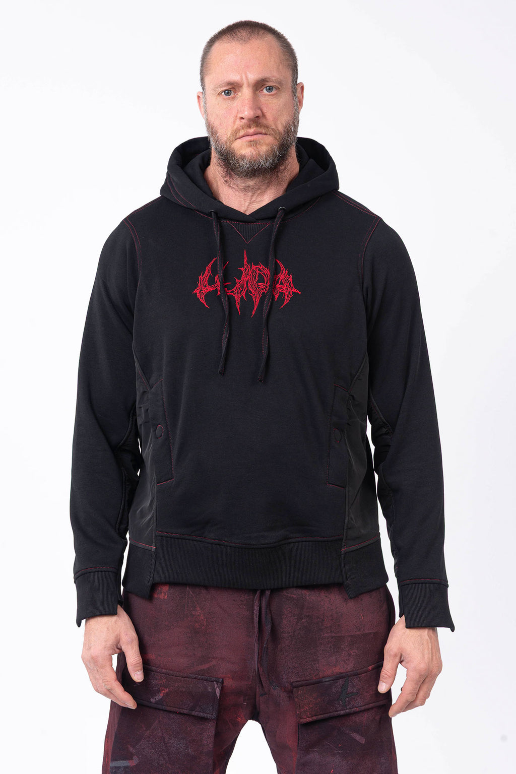 Luda - Red Skull Embroidery Hoodie