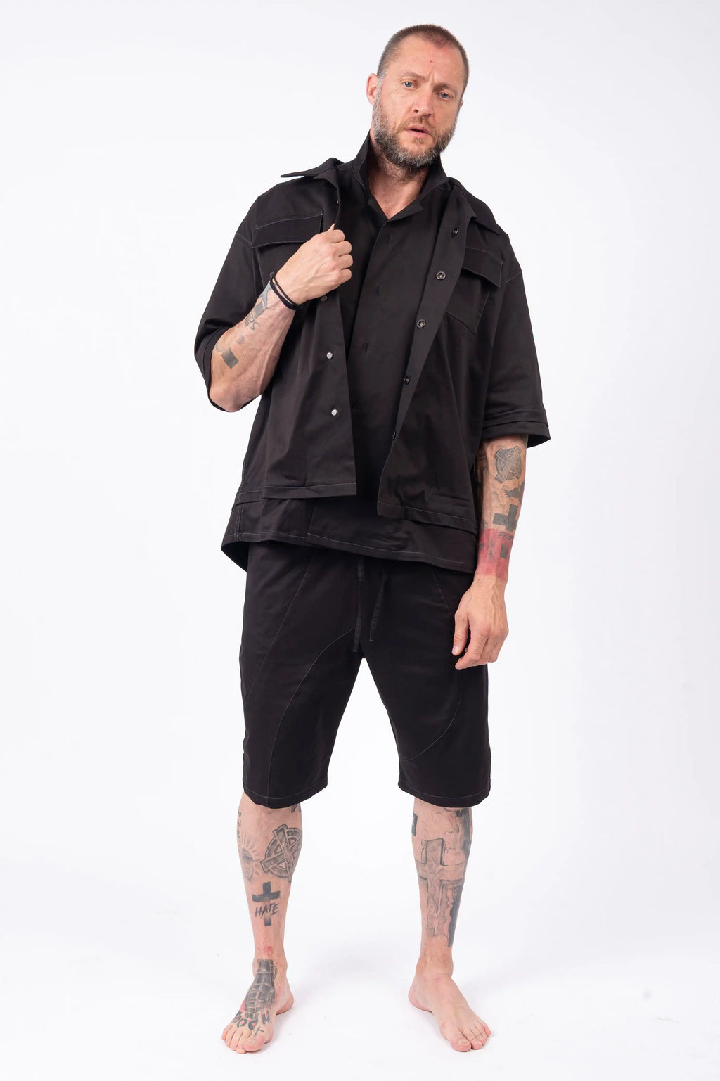 Luda - Asymetric All Black Shorts