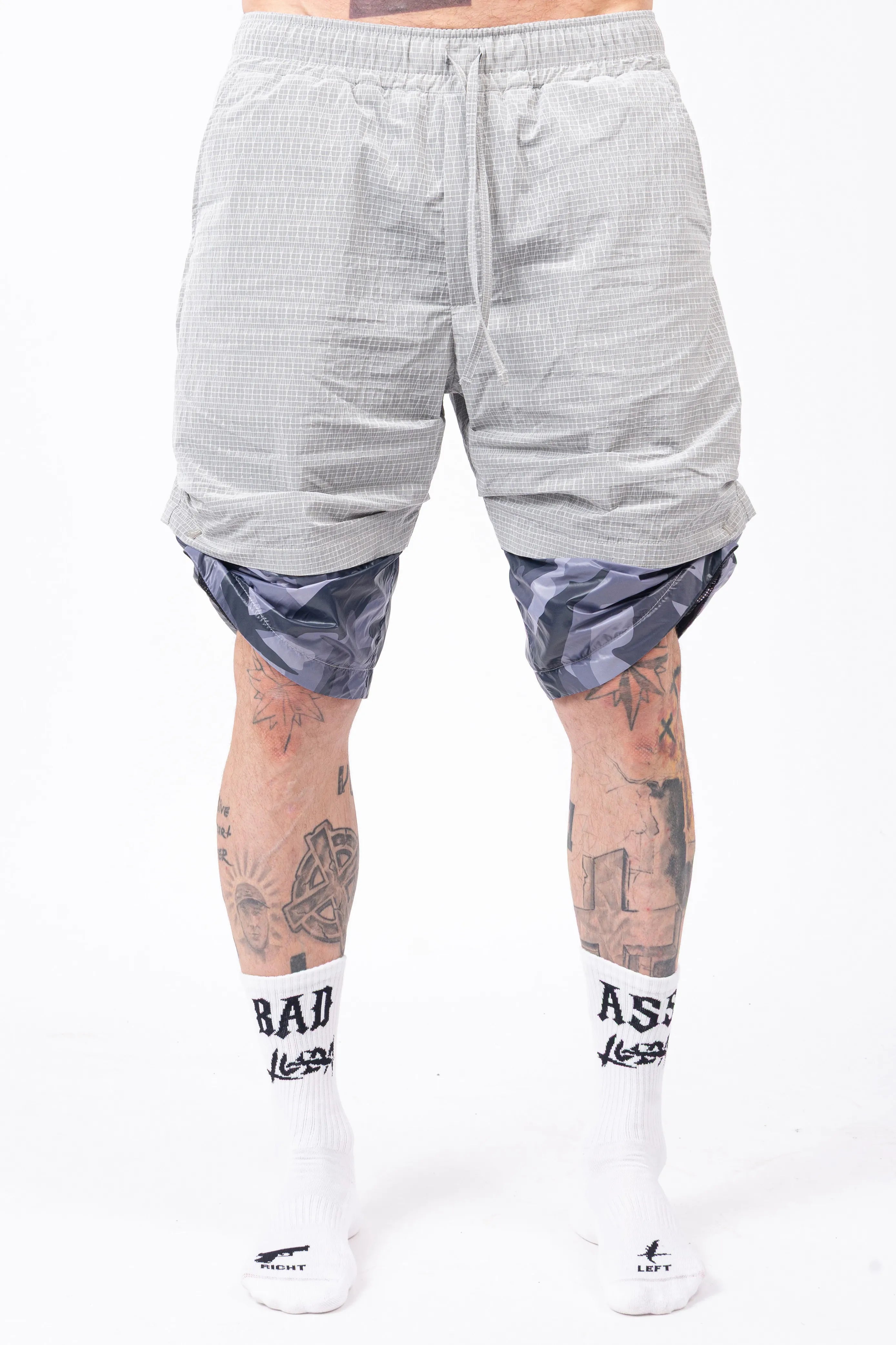 Luda - Snap Adjustable Grey/Camo Shorts