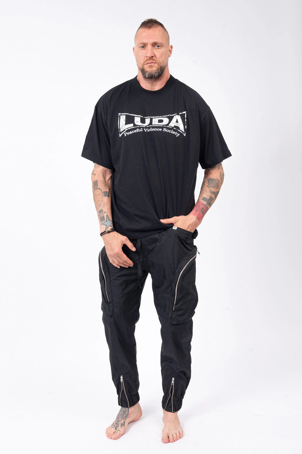 Luda - Metal Zipper Black Pants