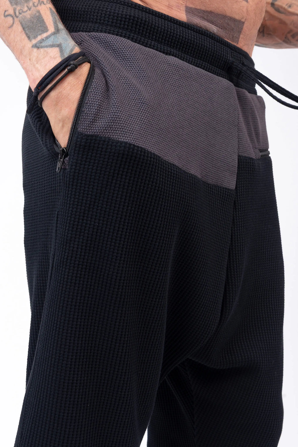 Luda - Elasticated Black & Grey Shorts