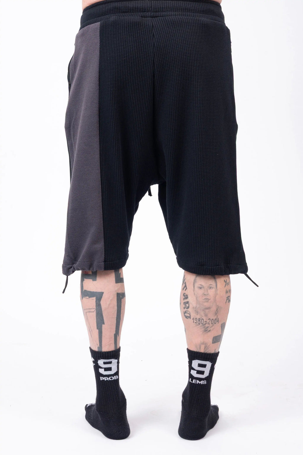 Luda - Elasticated Black & Grey Shorts